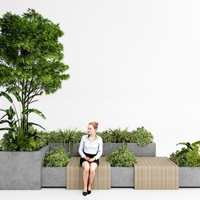  现代景观座椅su模型 