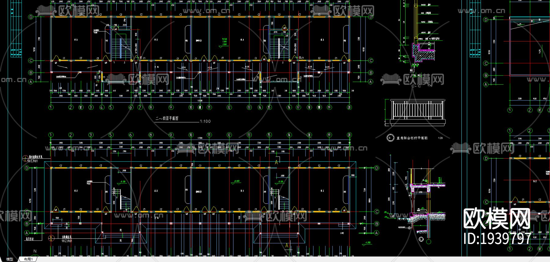 某中学cad施工图下载（渲染图1）