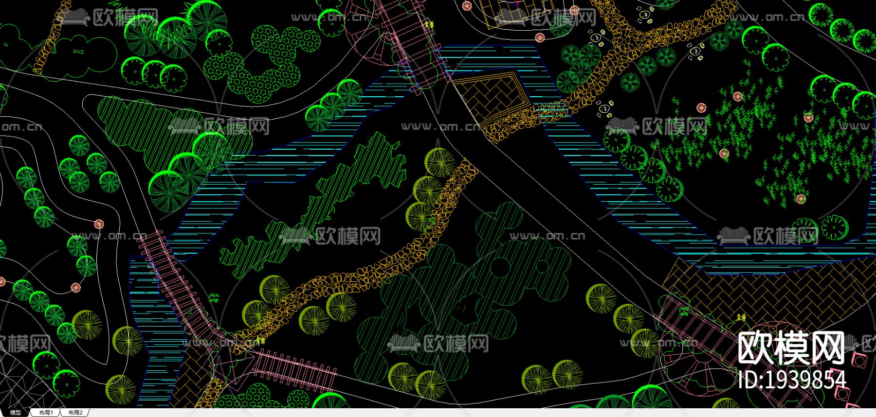 苏州佳盛花园景观绿化cad施工图下载（渲染图1）
