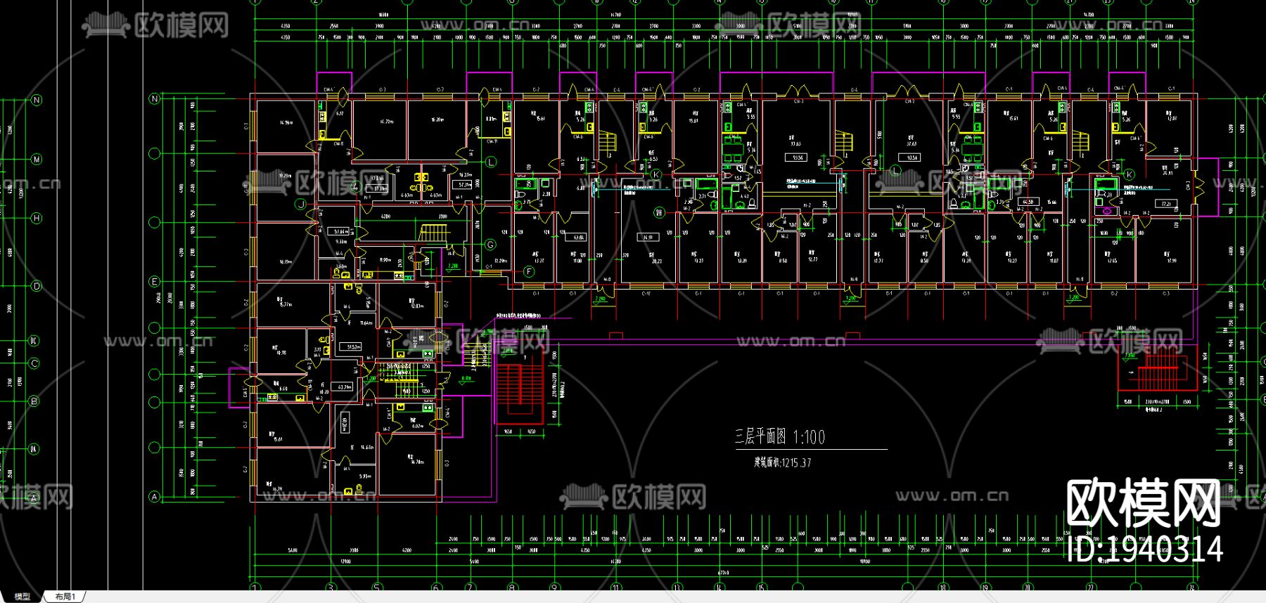 别墅cad平面布置图下载（渲染图2）