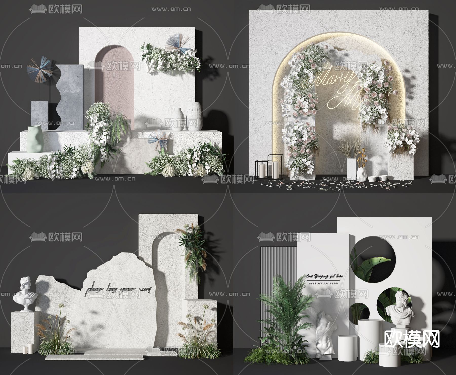 现代婚庆花卉美陈3d模型
