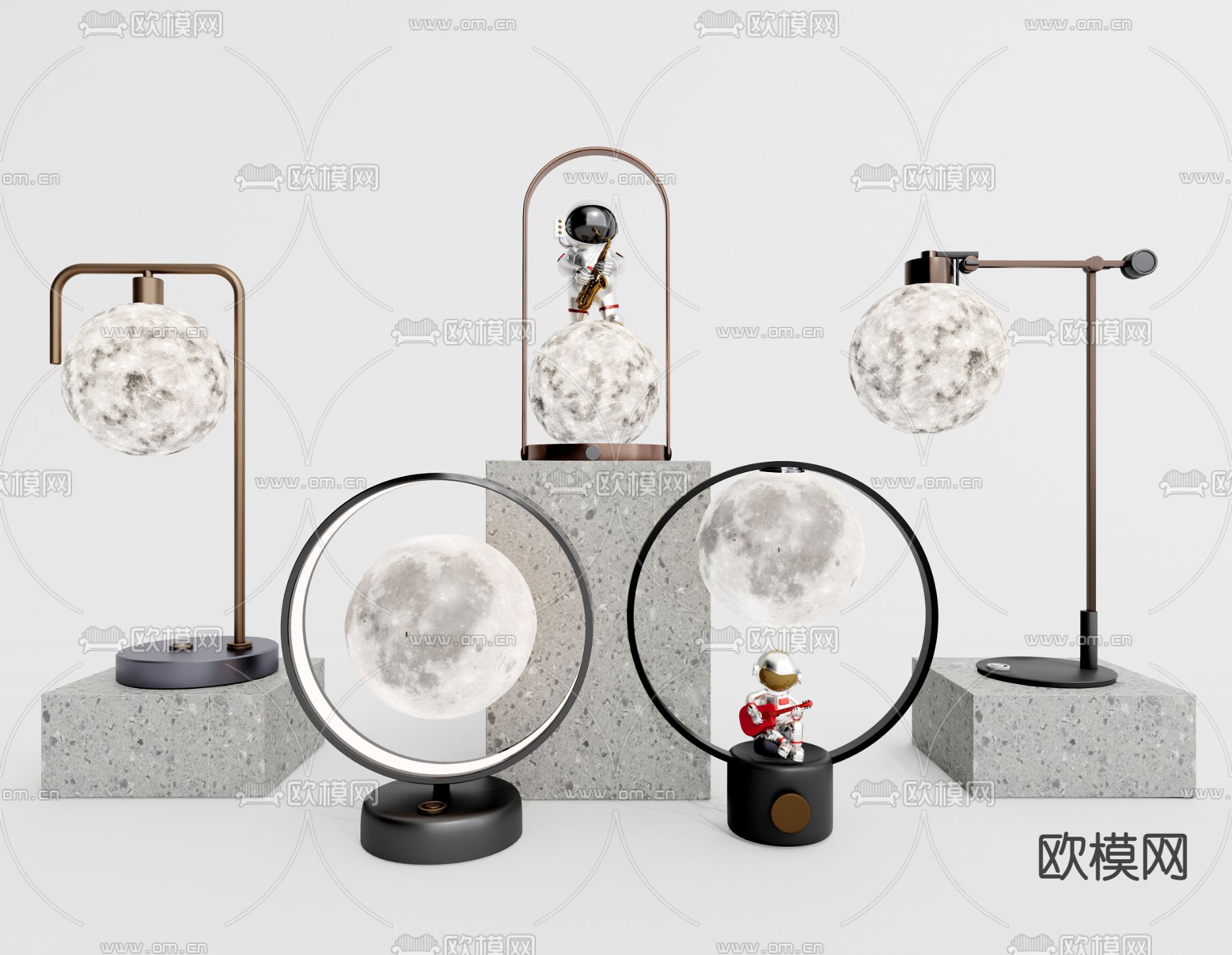 现代悬浮月球灯su模型下载（渲染图1）