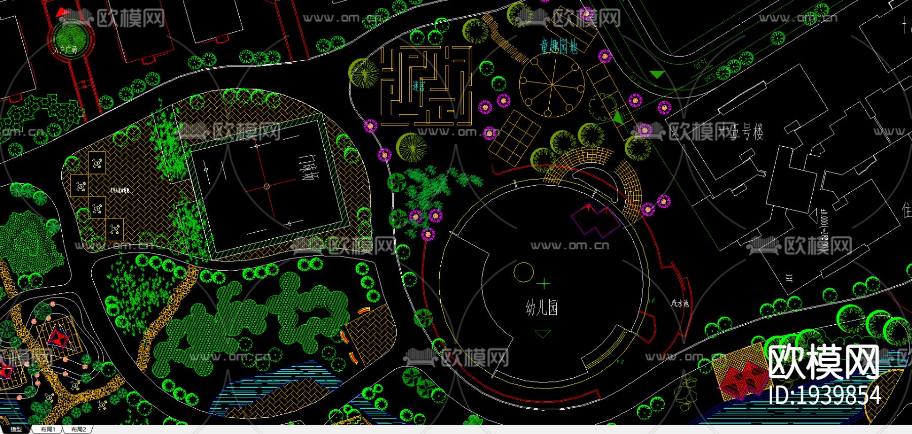 苏州佳盛花园景观绿化cad施工图下载（渲染图3）