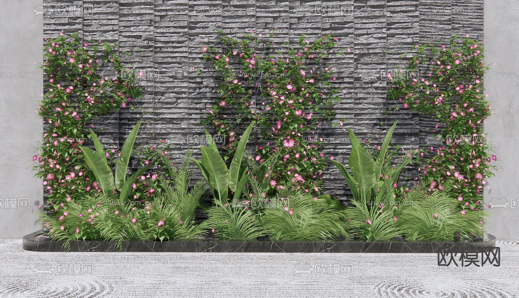 现代植物景观su模型下载（渲染图1）