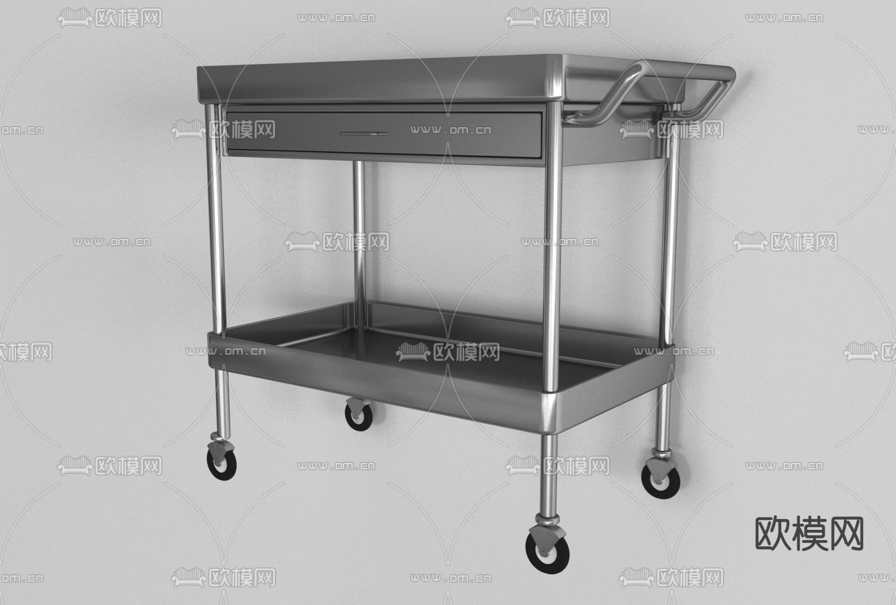 现代金属移动餐柜车免费3d模型下载