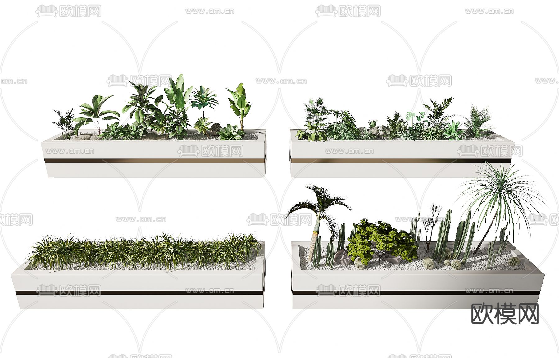 现代绿植花坛su模型下载（渲染图1）