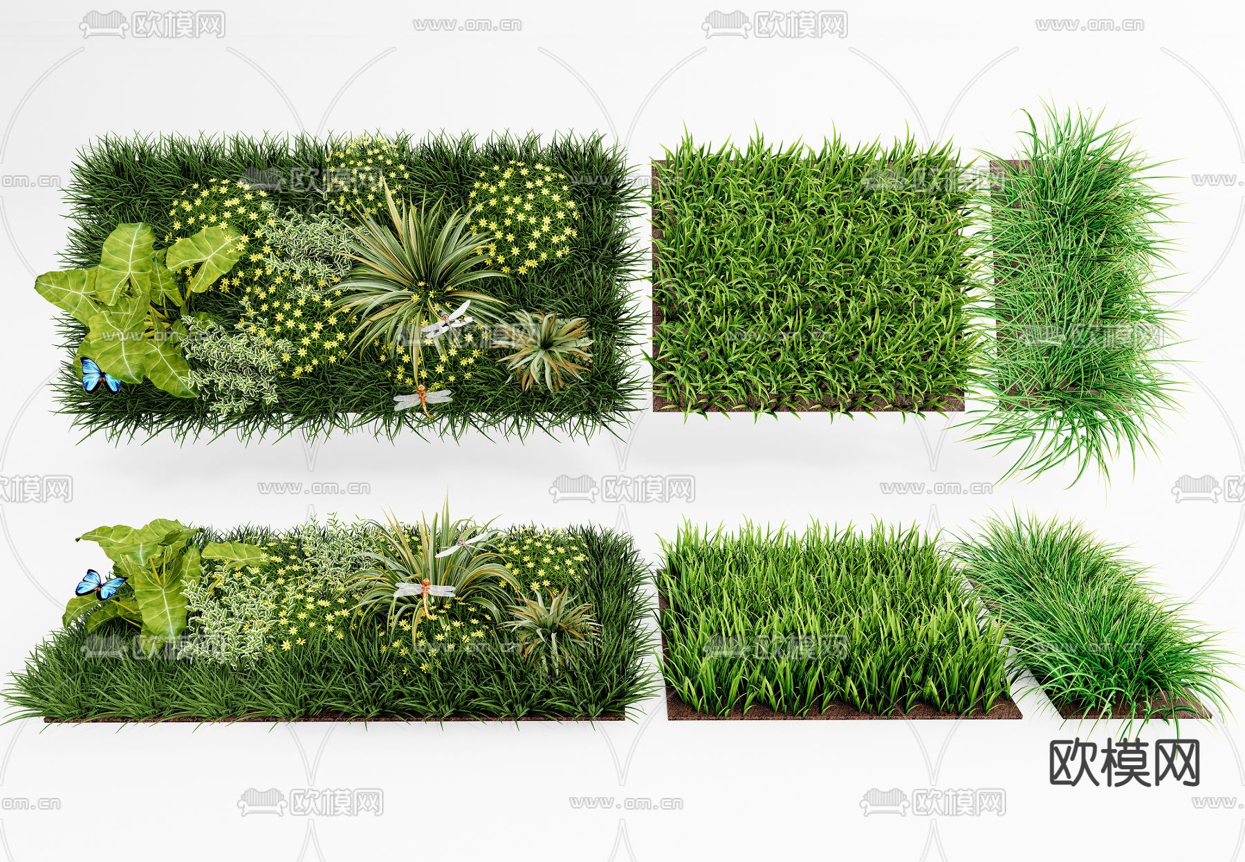 现代草坪草皮植被su模型下载（渲染图1）