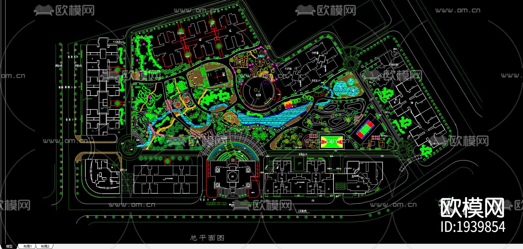 苏州佳盛花园景观绿化cad施工图下载（渲染图2）