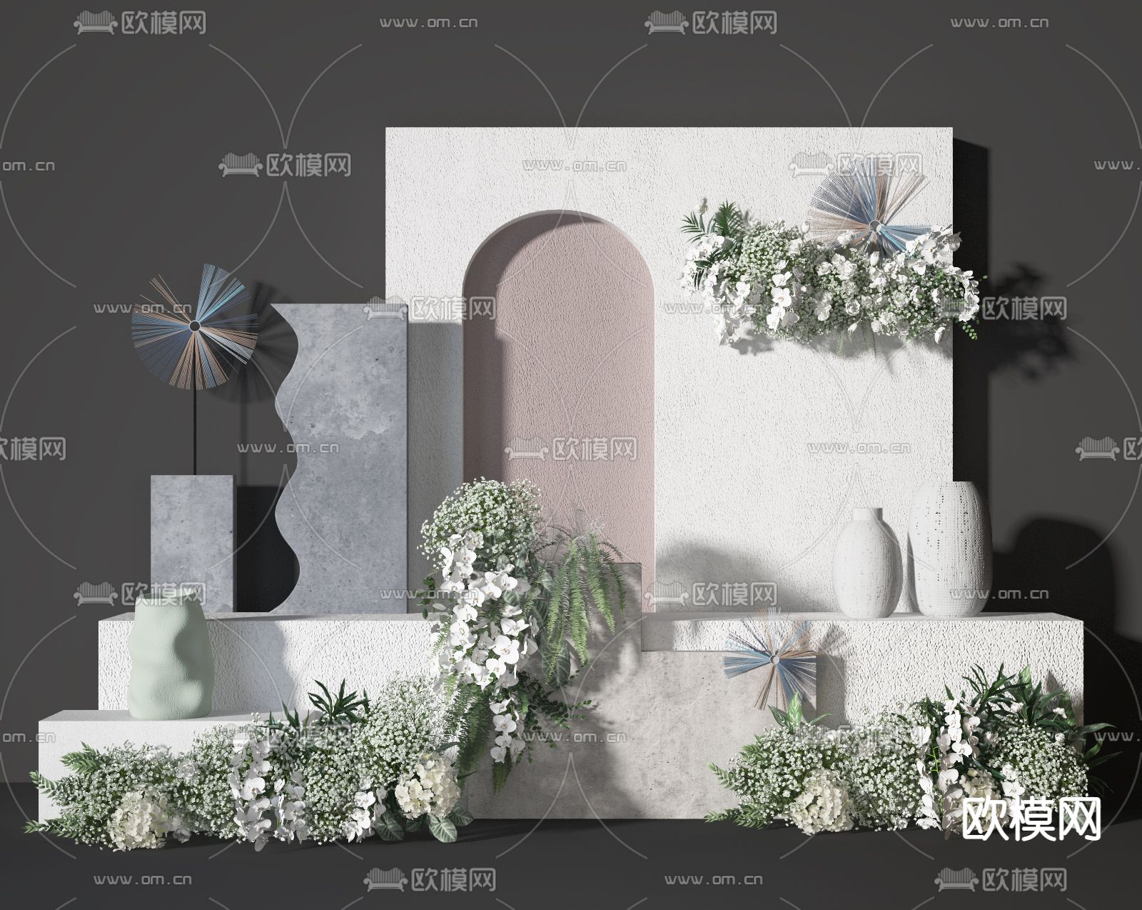 现代婚庆花卉美陈3d模型