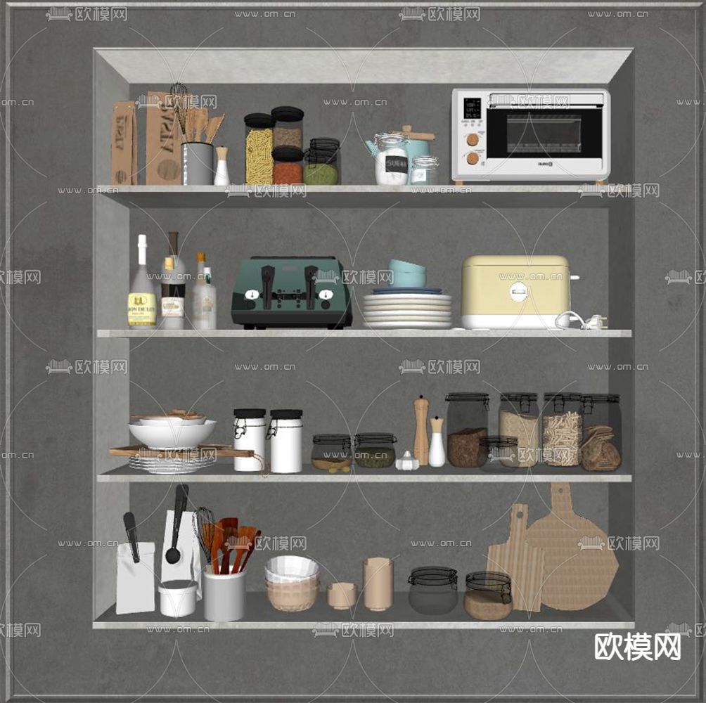现代厨房用品su模型下载（渲染图2）