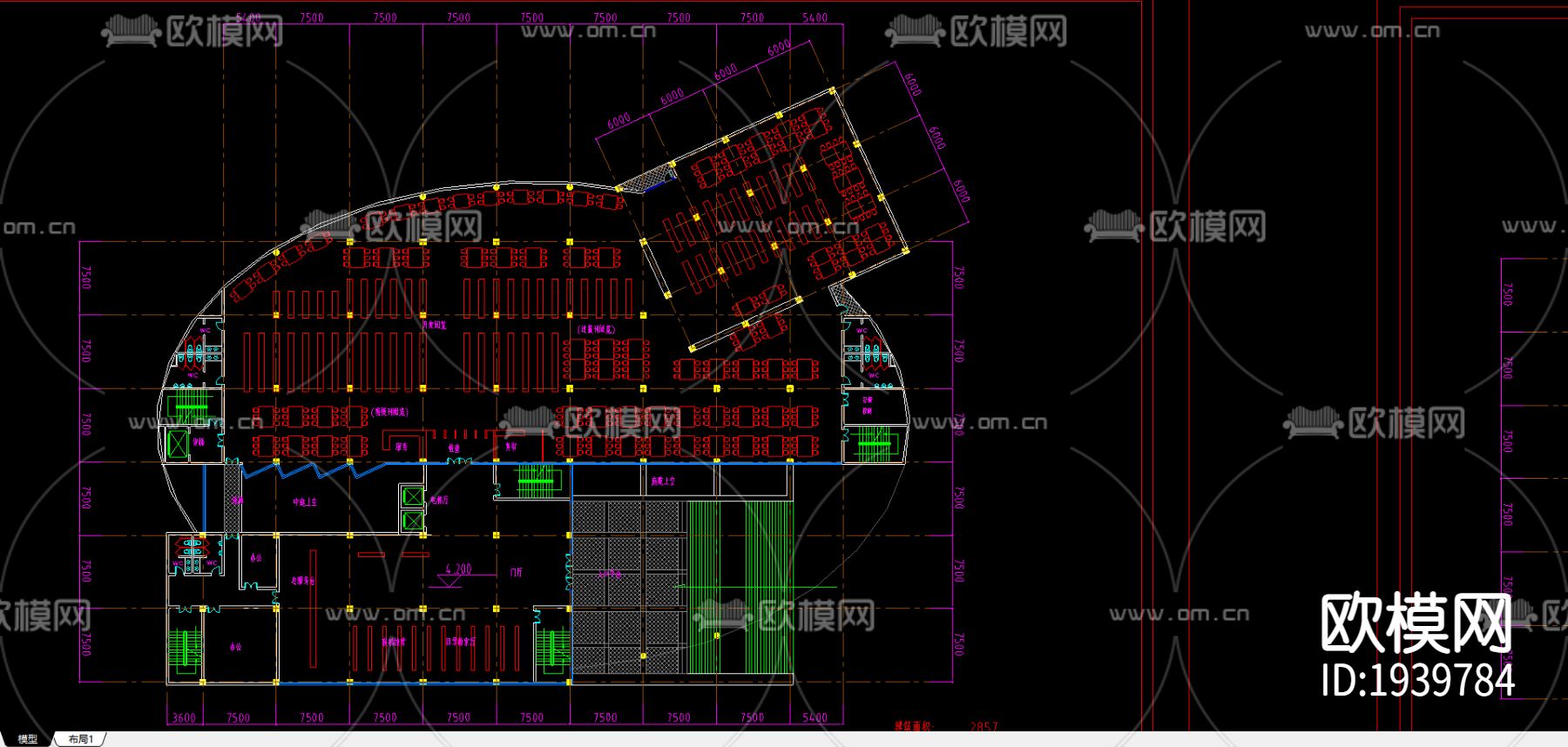 某学院图书馆cad施工图下载（渲染图2）