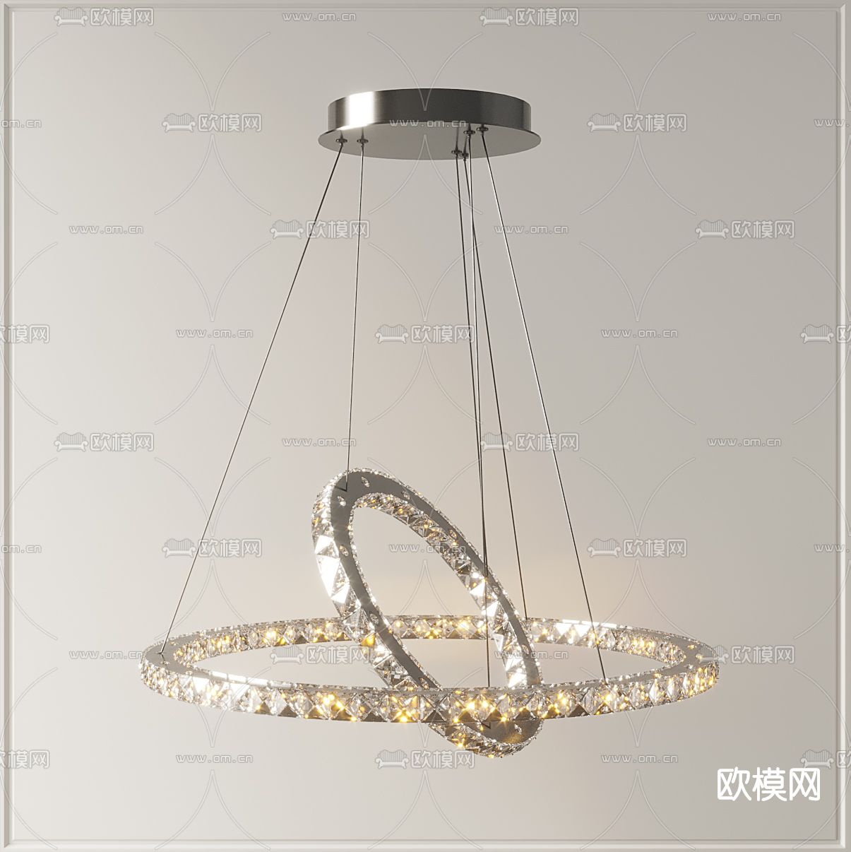 现代环形水晶吊灯3d模型下载