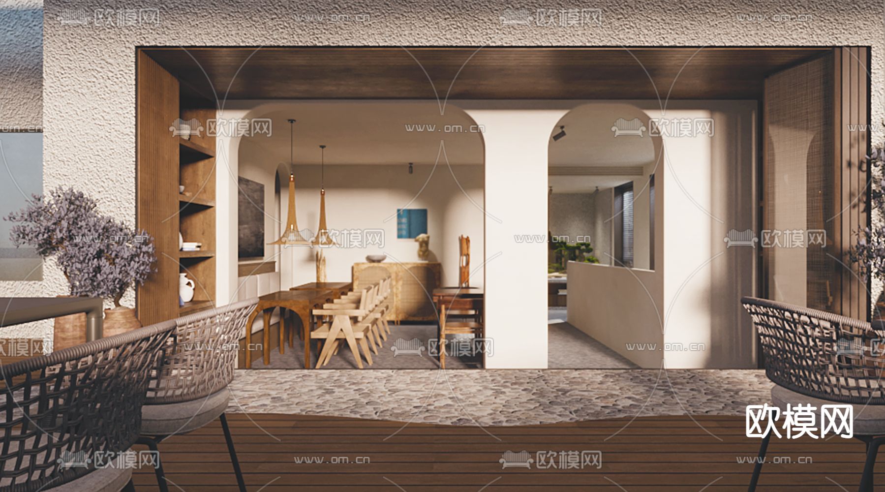 侘寂风茶餐厅3d模型