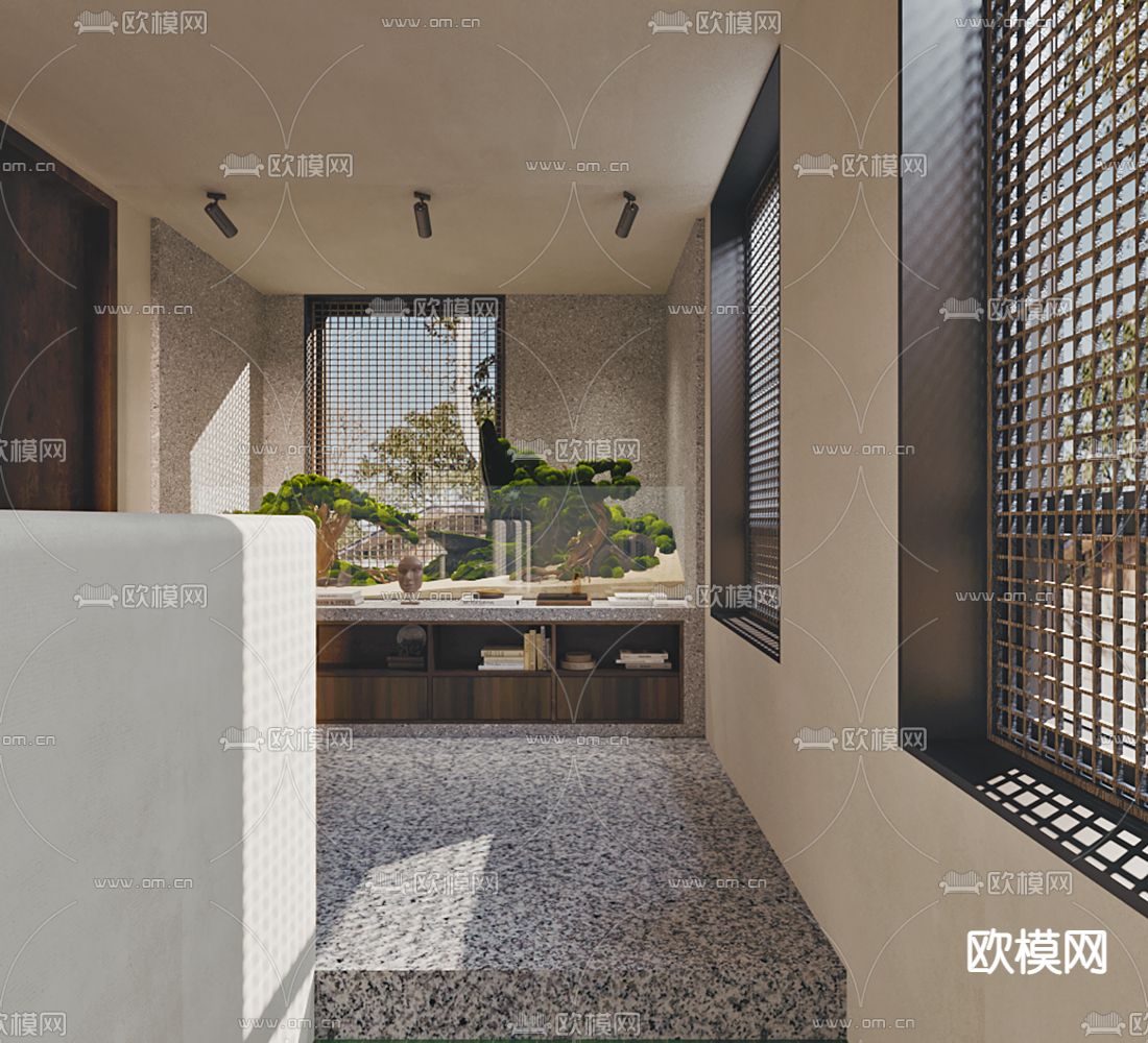 侘寂风茶餐厅3d模型