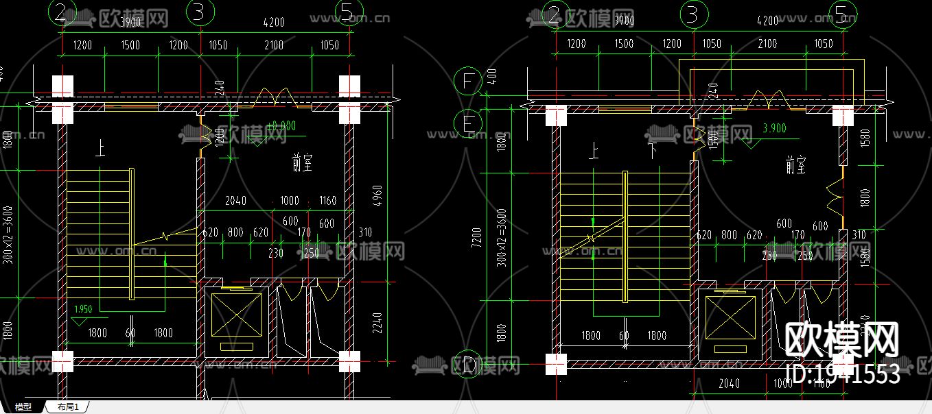酒楼cad施工图下载（渲染图1）