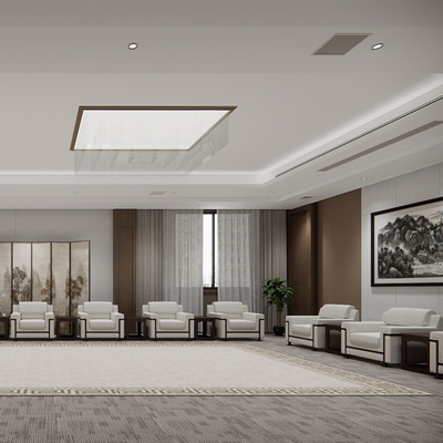  中式贵宾接待室su模型 