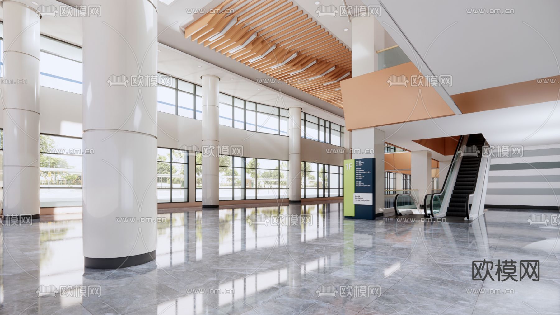 现代医院大堂su模型下载（渲染图2）