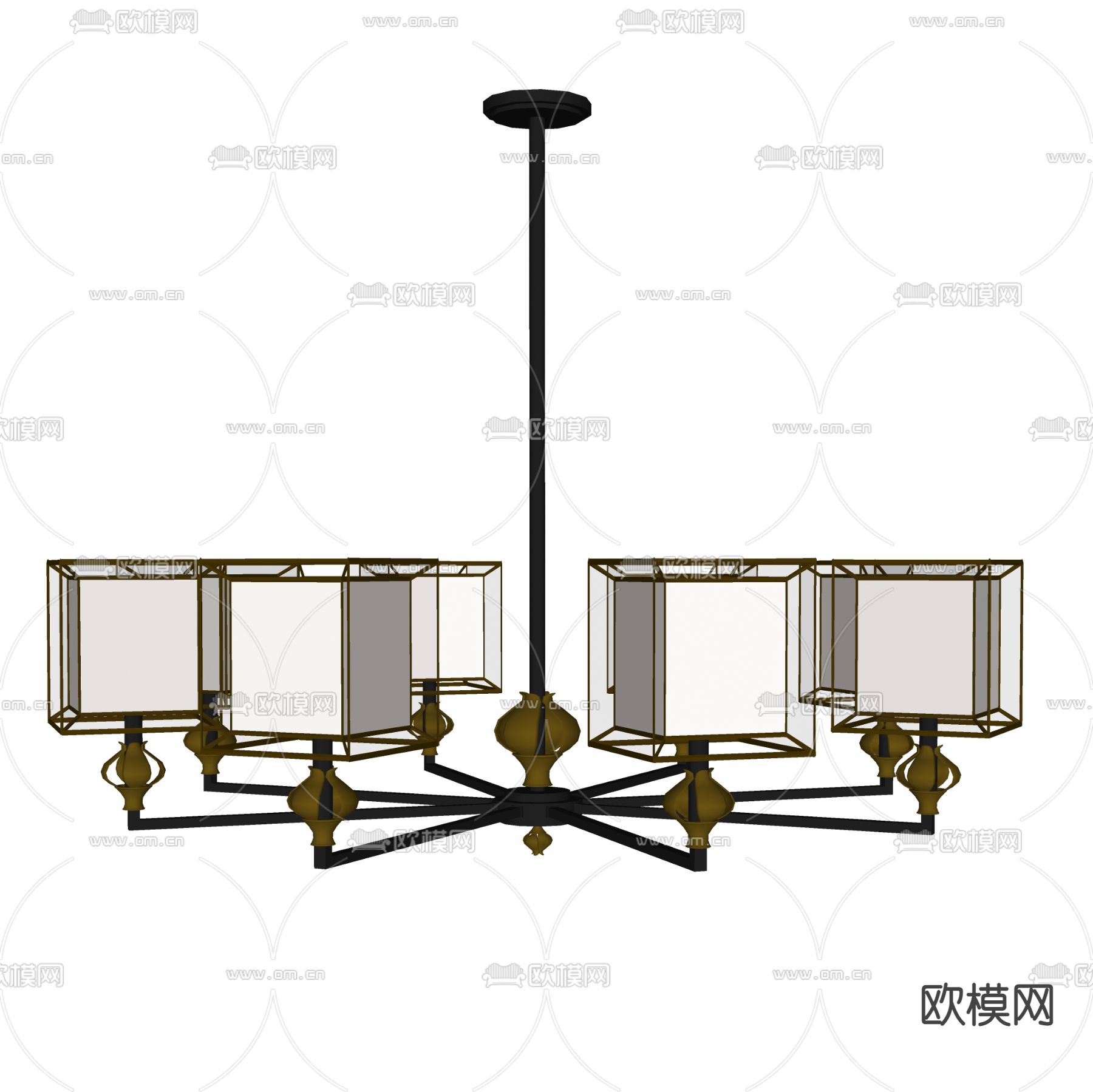 中式吊灯su模型下载（渲染图2）