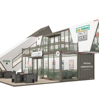  工业风集装箱咖啡店su模型 