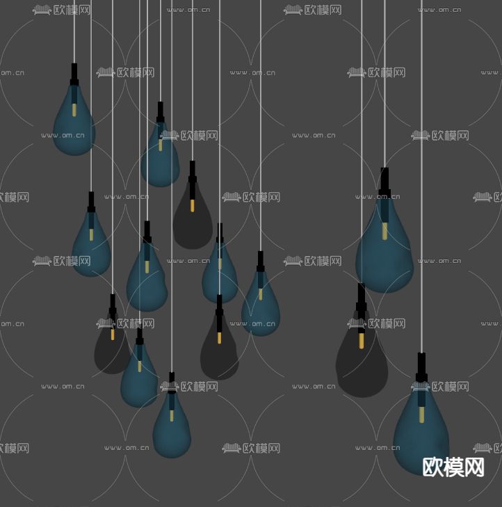 现代水滴装饰吊灯su模型下载（渲染图2）