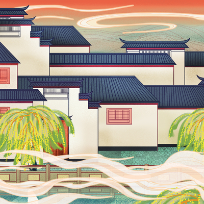  国潮城市地标建筑海报 