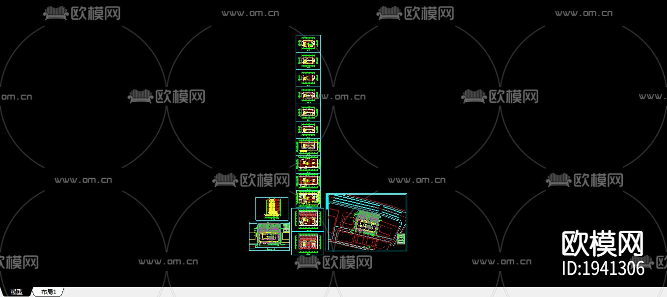 写字楼cad施工图下载（渲染图3）
