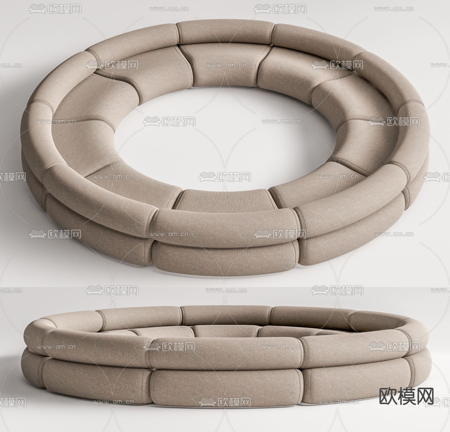 现代布艺圆形沙发su模型