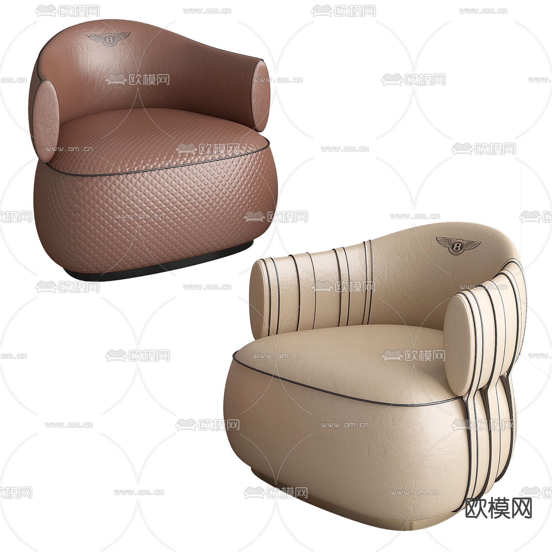 BENTLEY 现代皮革休闲沙发3d模型下载