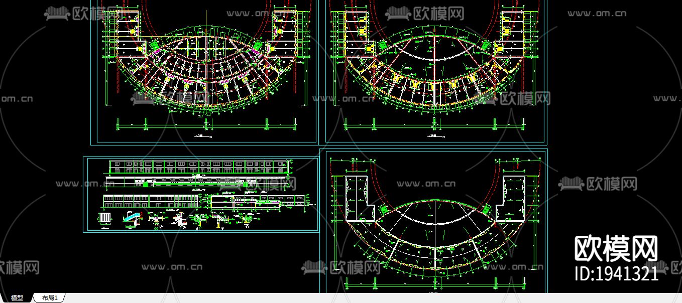广场舞台CAD施工图-免费3dmax模型库-欧模网