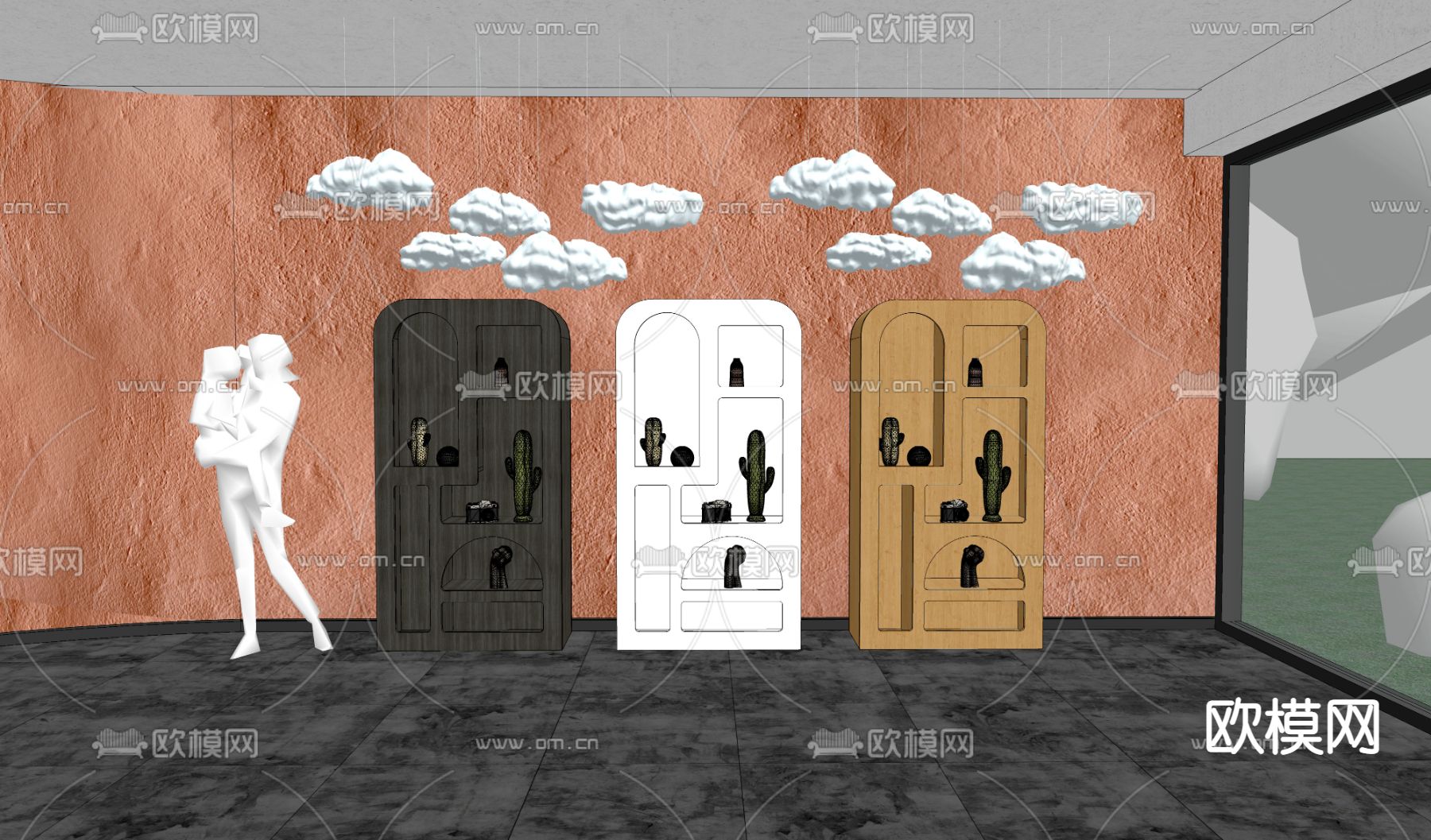 现代装饰柜su模型下载（渲染图3）