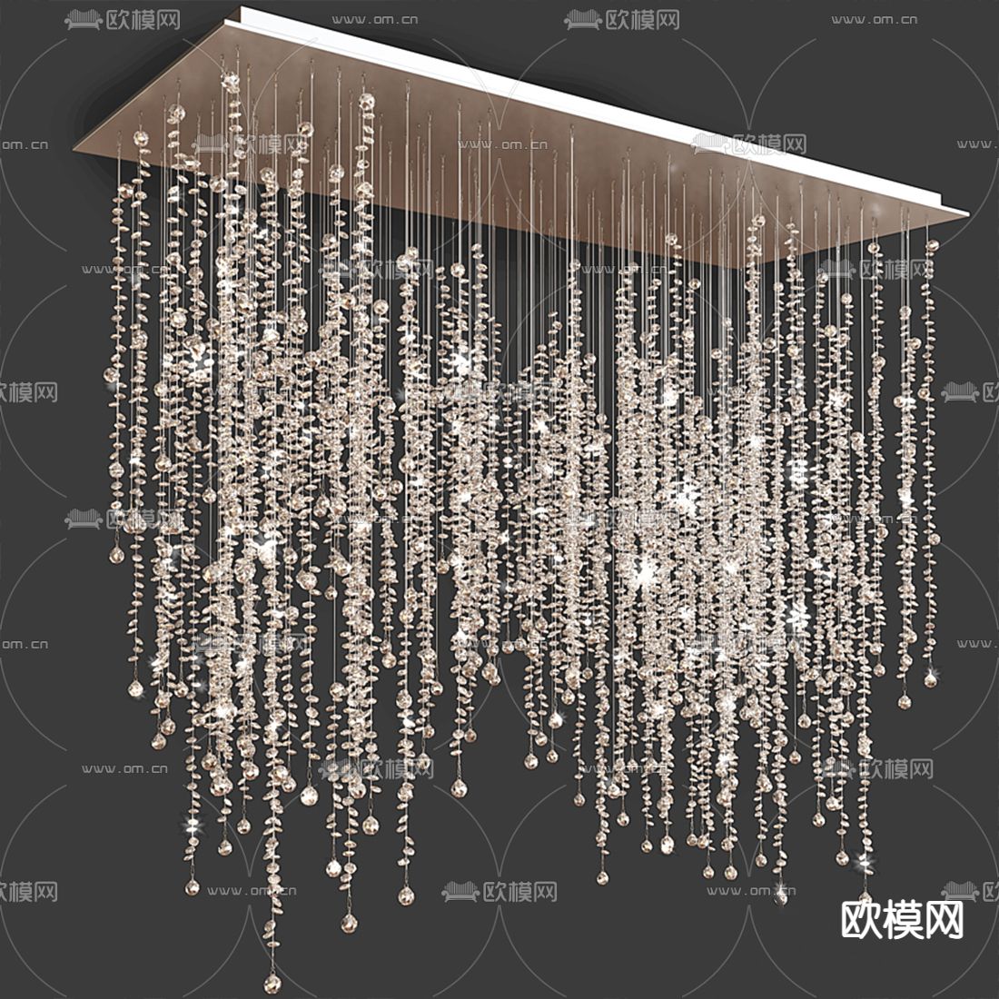 现代水晶装饰吊灯3d模型下载（渲染图1）