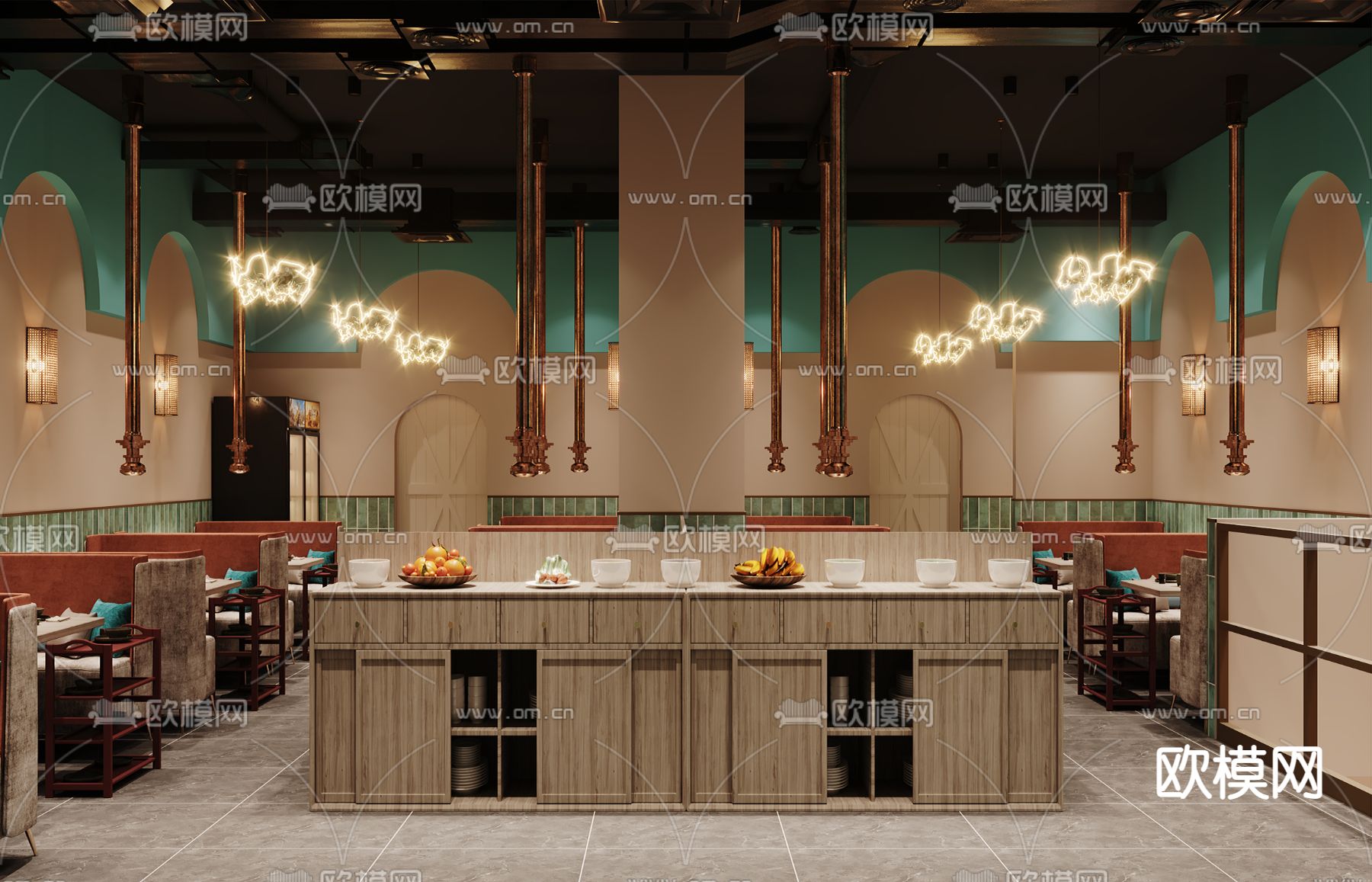 现代烤肉店烧烤店3d模型