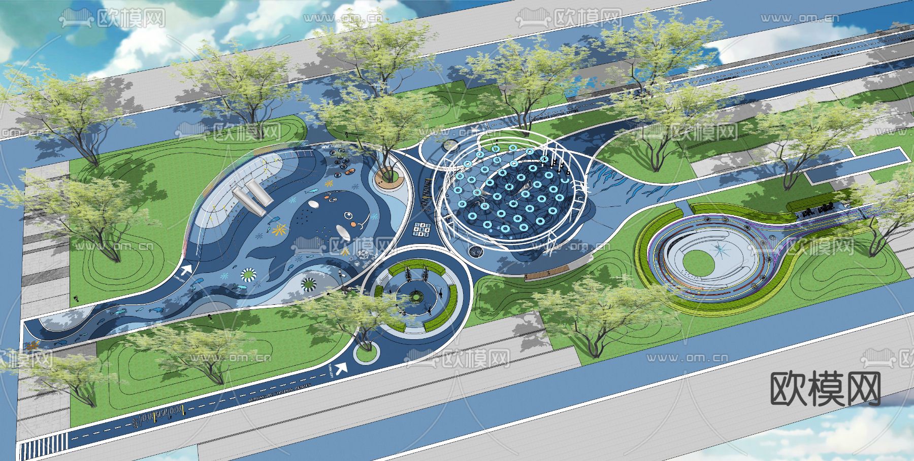 现代儿童游乐园su模型