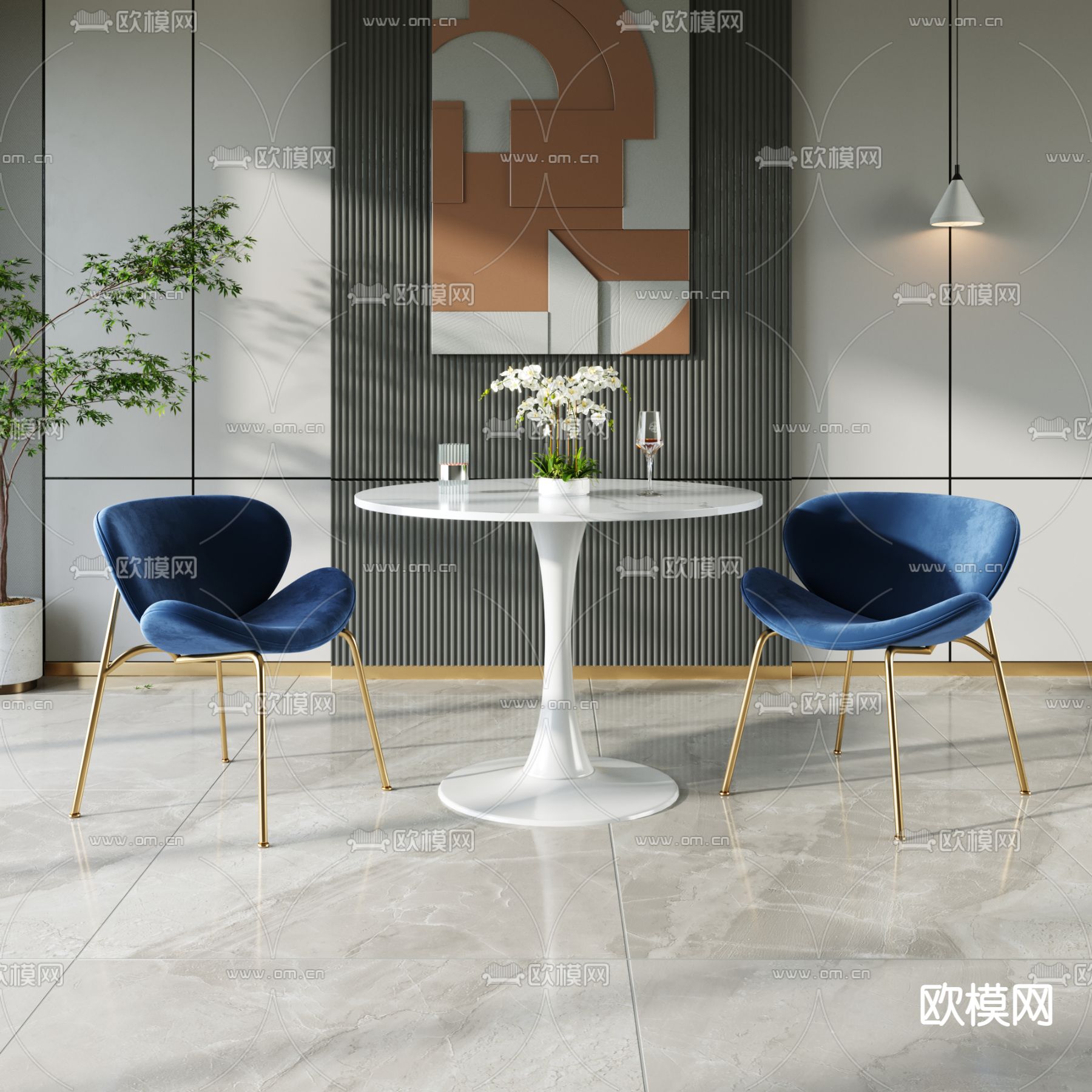 现代休闲桌椅3d模型下载