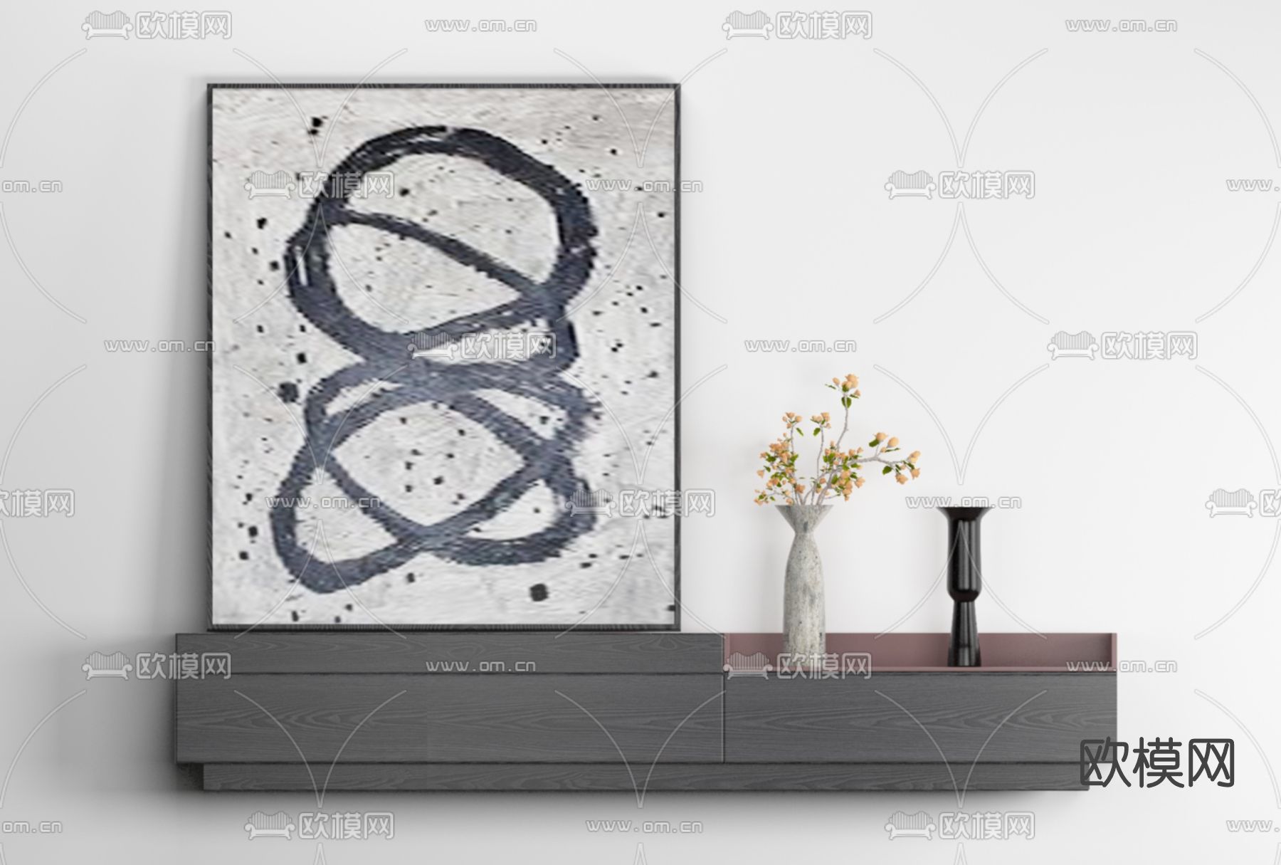 现代电视柜免费3d模型下载