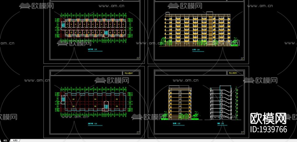 某中學(xué)學(xué)生公寓建筑CAD施工圖下載(渲染圖2)