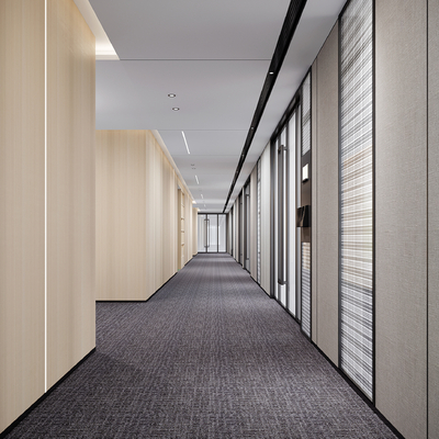  现代办公室过道su模型 