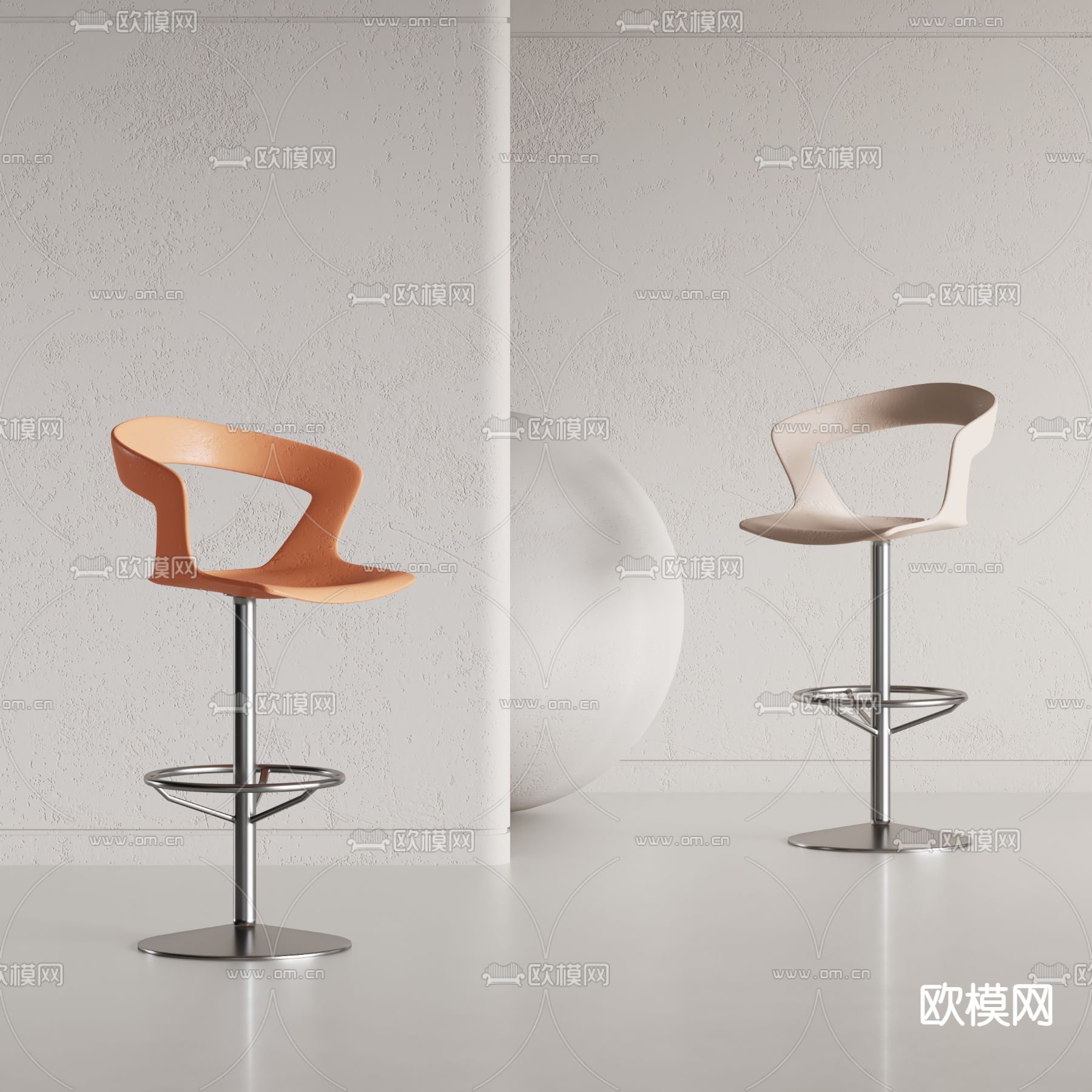 Cassina 金属吧台椅3d模型下载