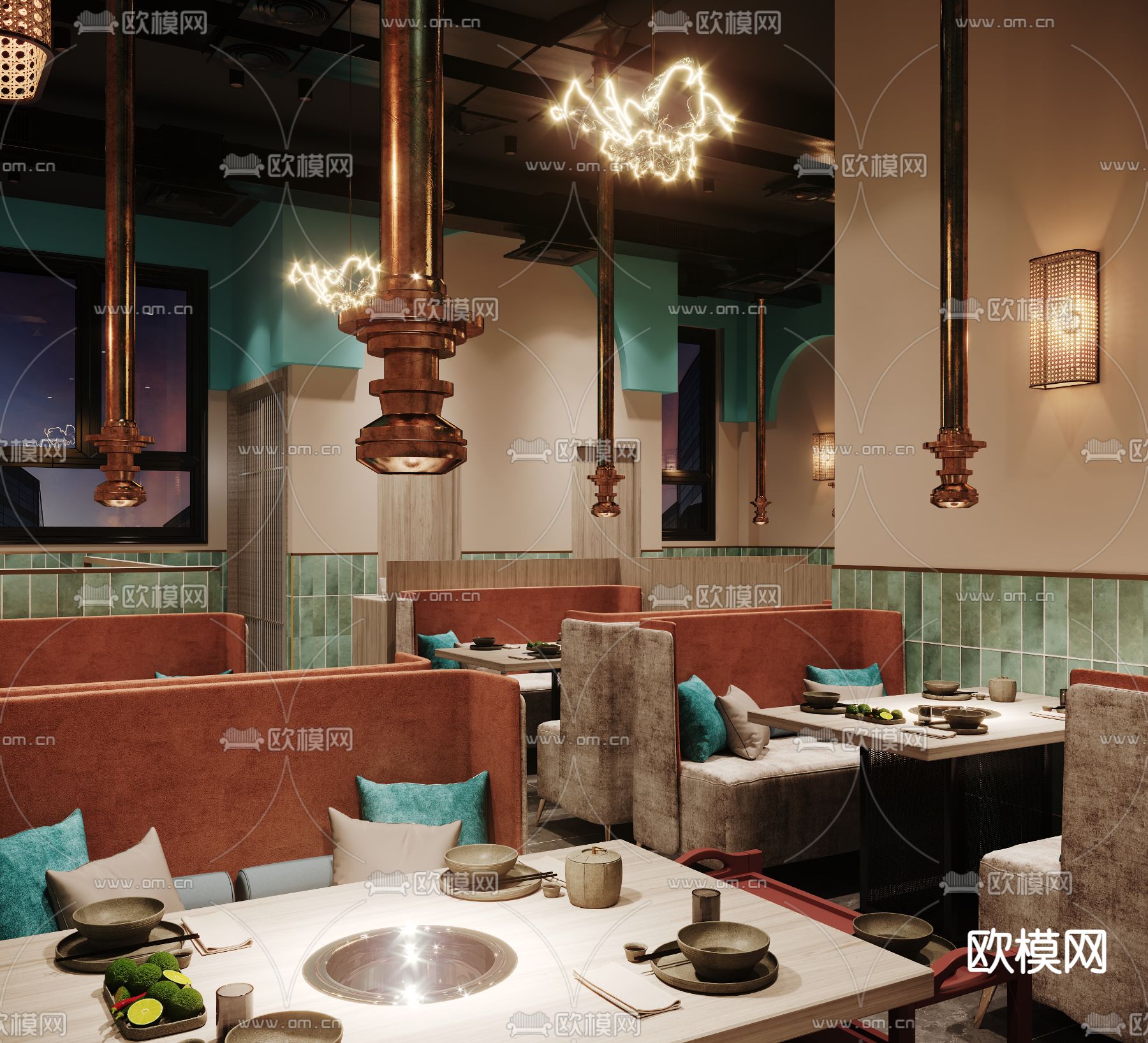 现代烤肉店烧烤店3d模型