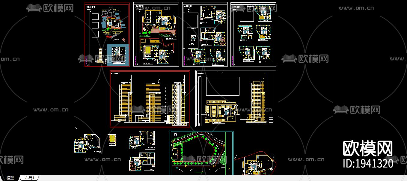 高层高层综合楼建筑CAD施工图下载（渲染图3）