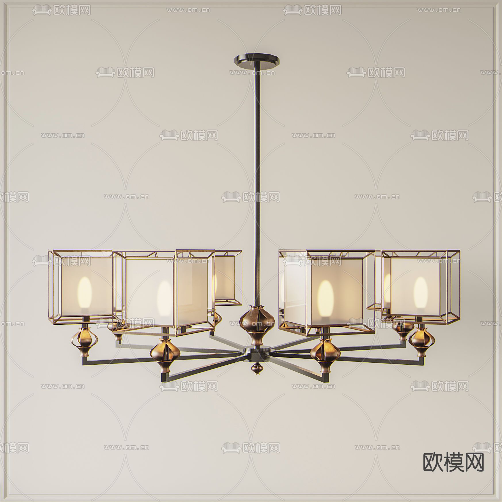 中式吊灯su模型下载（渲染图1）