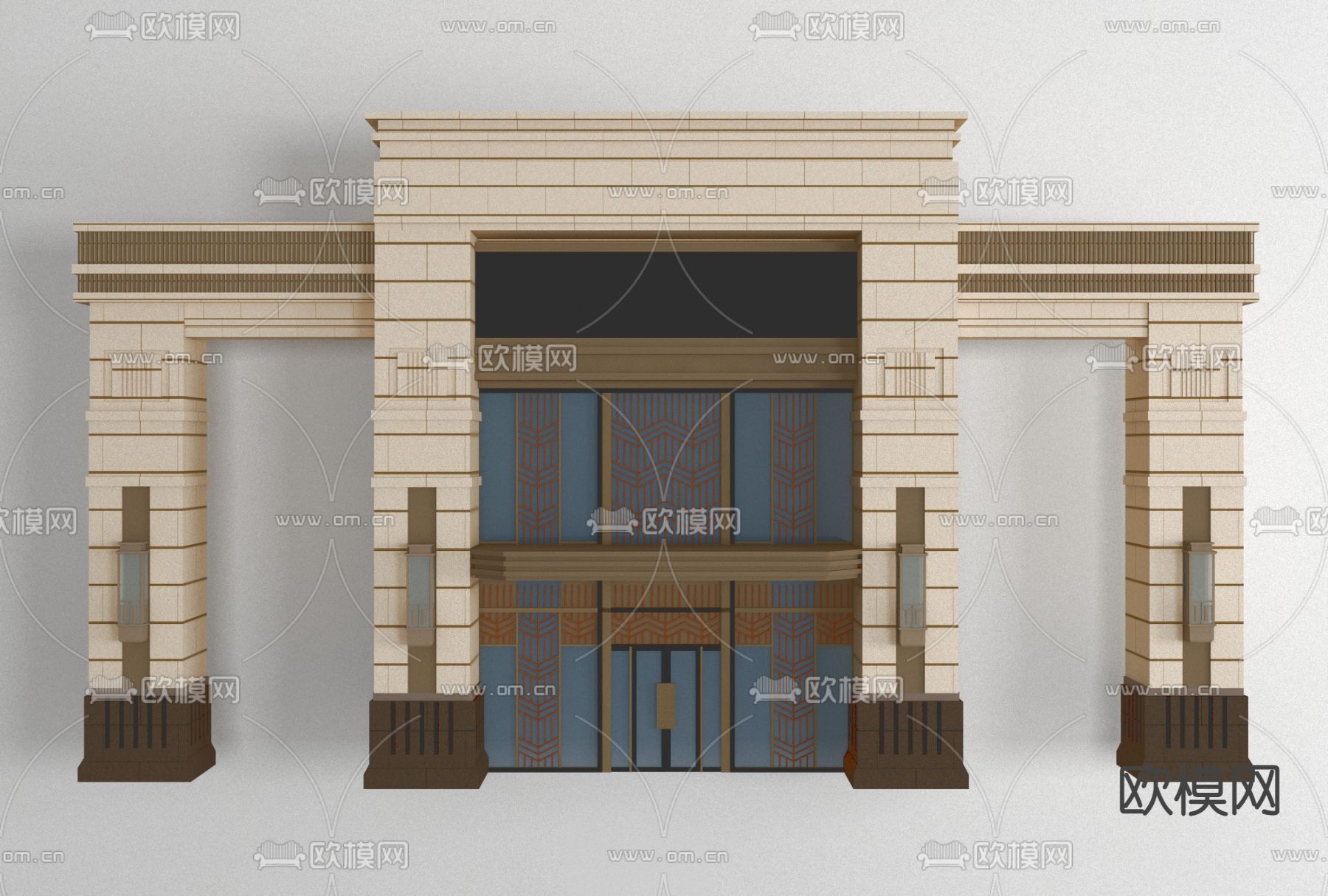 现代建筑门头免费3d模型下载