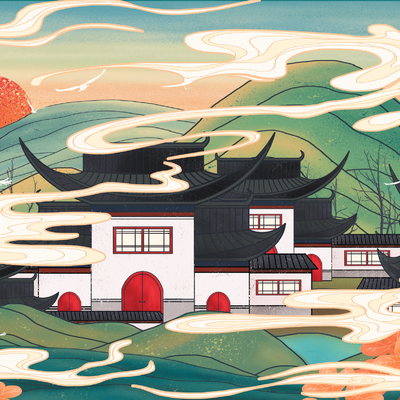  国潮城市地标建筑海报 