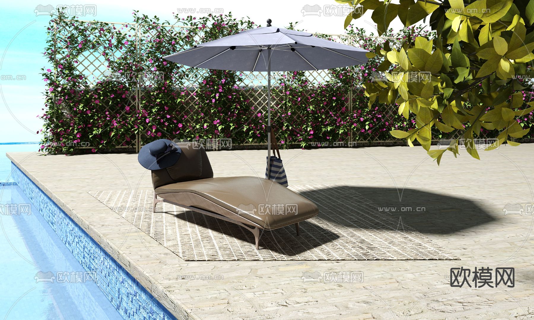 现代户外休闲躺椅su模型下载