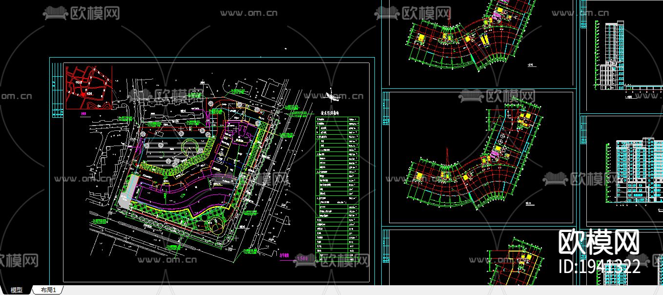 高层商业住宅楼CAD施工图下载（渲染图2）