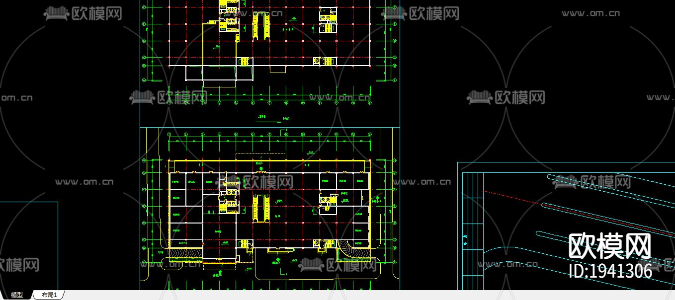 写字楼cad施工图下载（渲染图2）