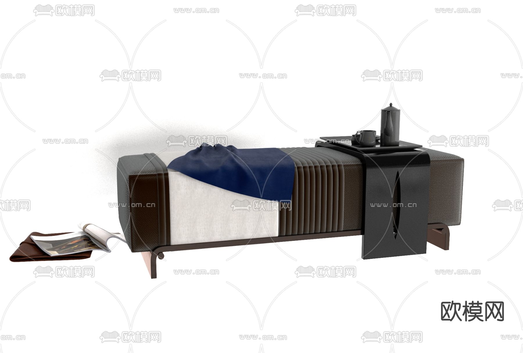 现代床尾脚踏免费3d模型下载