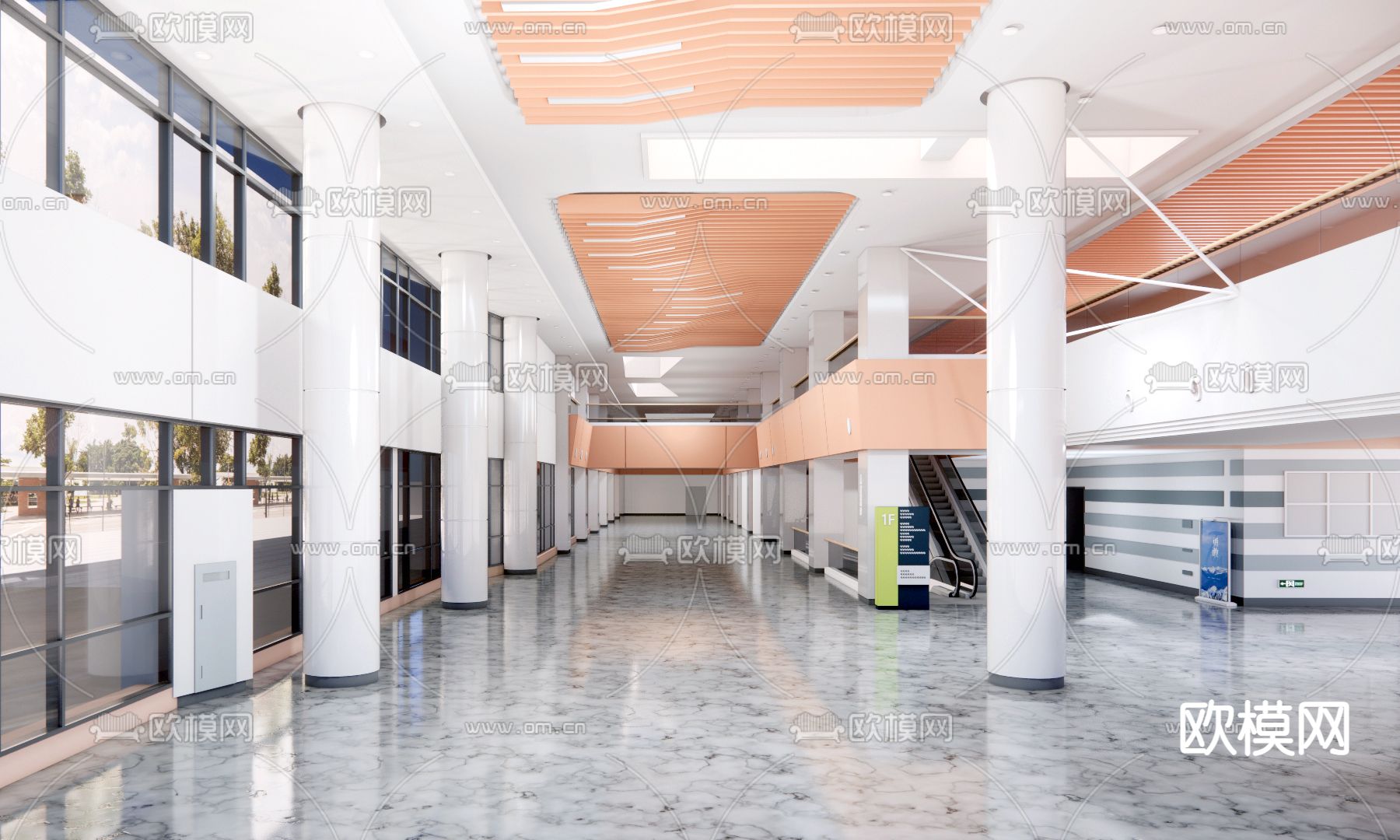 现代医院大堂su模型下载（渲染图3）