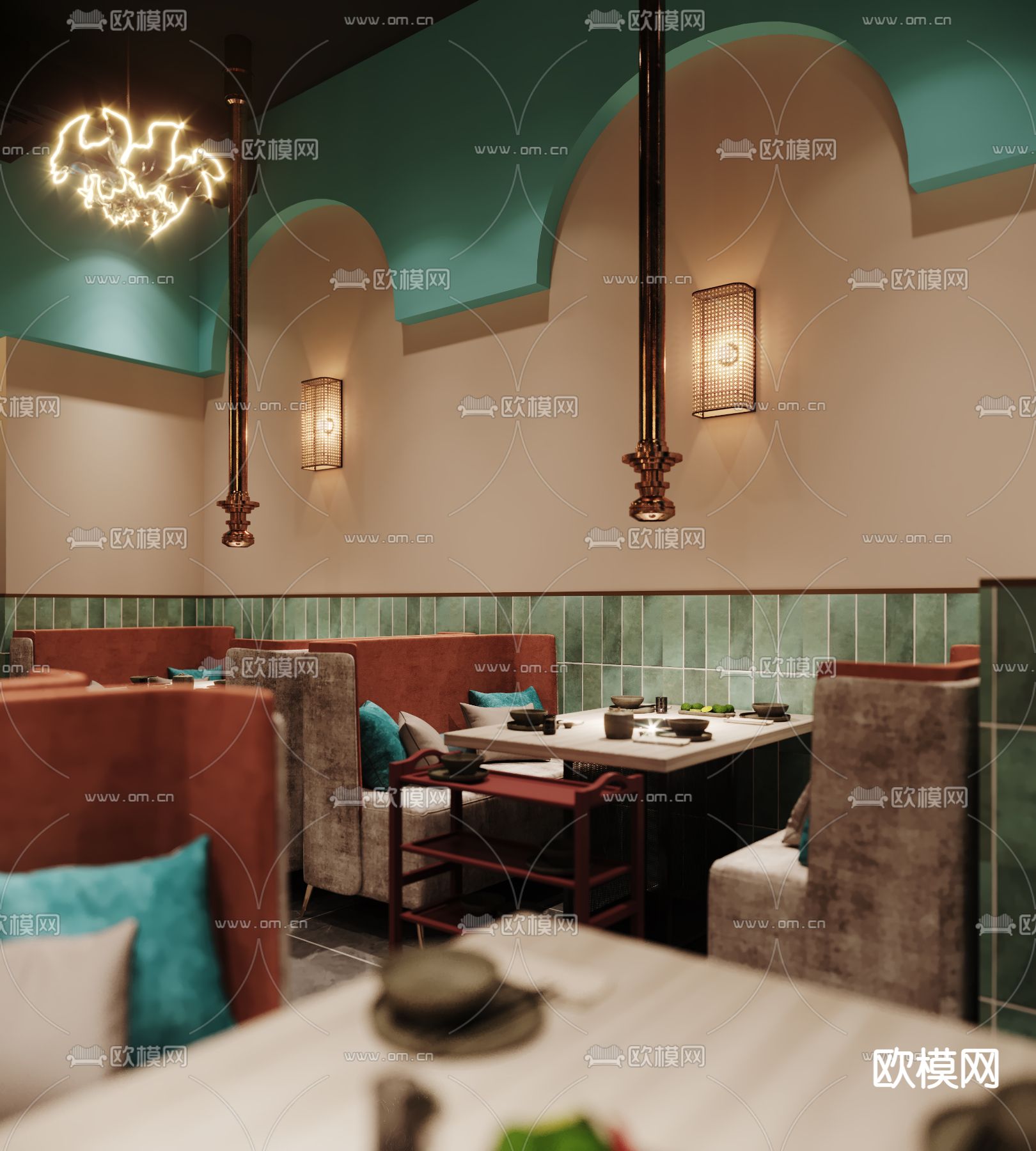 现代烤肉店烧烤店3d模型