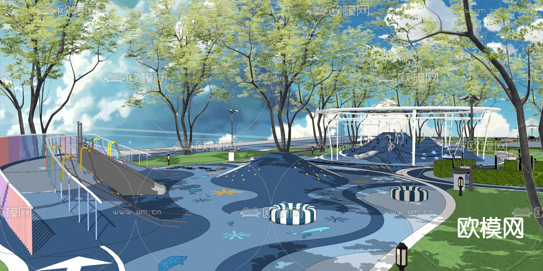 现代儿童游乐园su模型